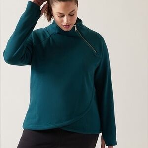 Athleta Cozy Karma Asym Pullover Sz 1X Plus Teal